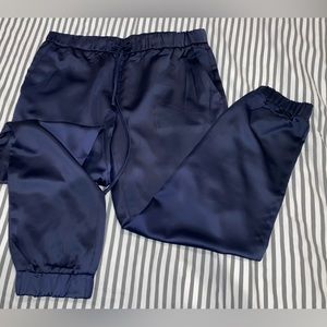 Banana Republic Silk Jogger Drawstring Pants - Navy Blue